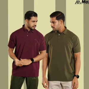 MX-132 Max Premium Polo Shirt for Men– Olive & Maroon