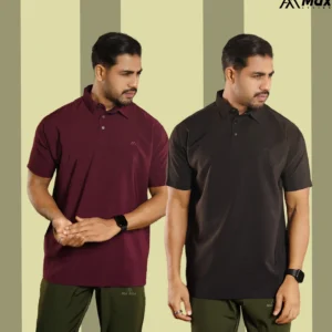 MX-132 Max Premium Polo Shirt for Men – Black & Maroon