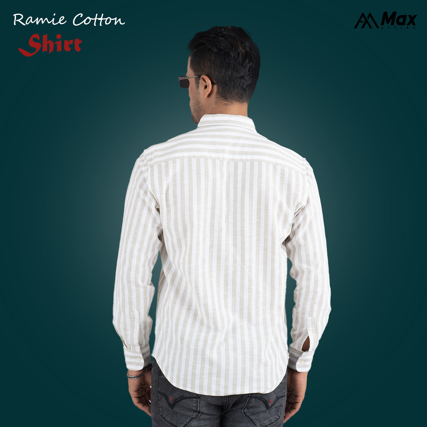 MX-133 Max Premium Shirt for Men-Greige Striped - Image 2
