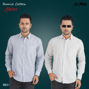 MX-133 Mens Premium Shirt for Men-Greige Striped & Blue Striped