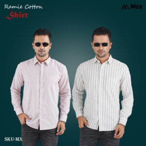 MX-133 Max Premium Shirt for Men-Greige Striped & Pink Striped