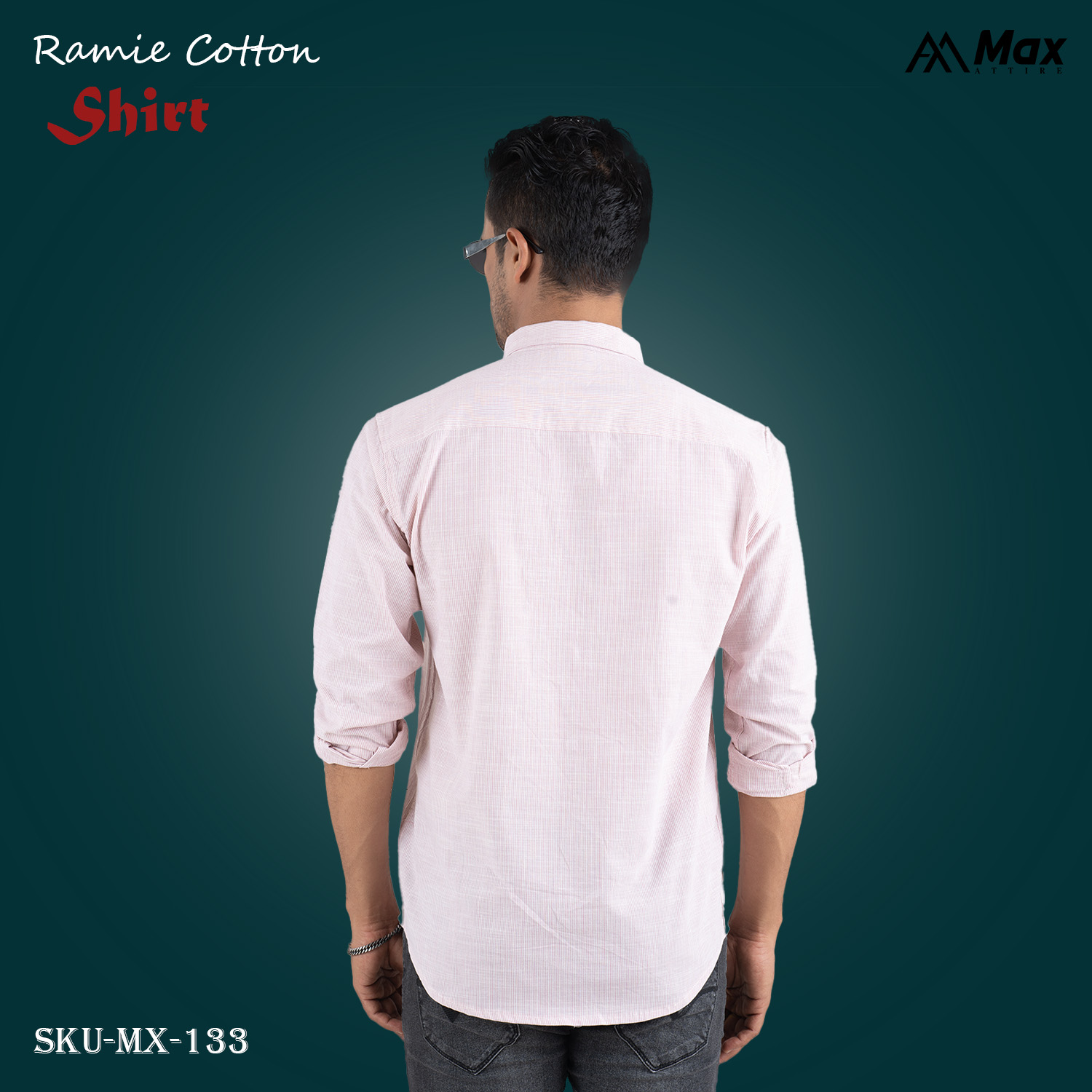 MX-133 Max Premium Shirt for Men-Pink Striped - Image 2